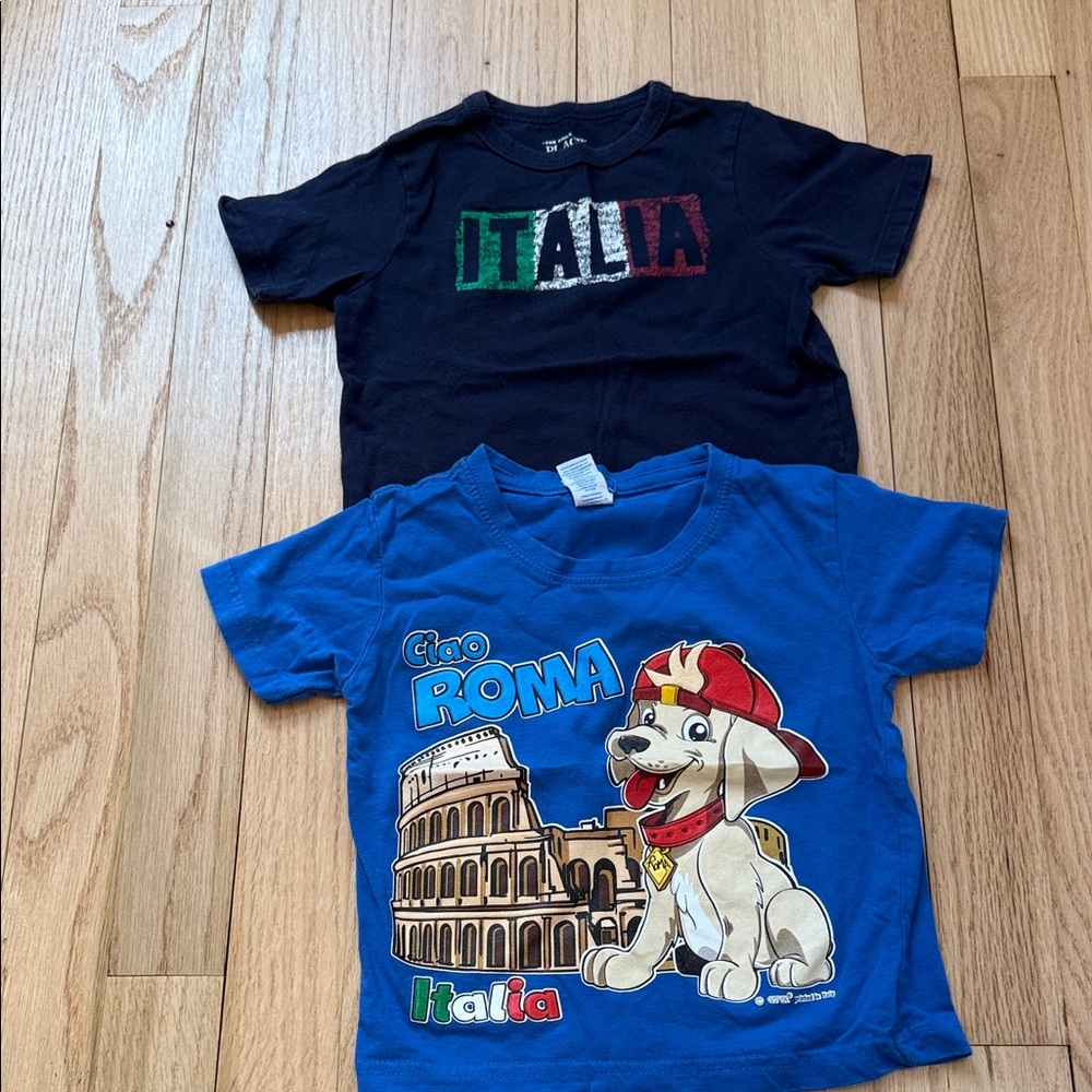 Bundle of Toddler Kids Italia Graphic Tees - Blue and Navy size 2T